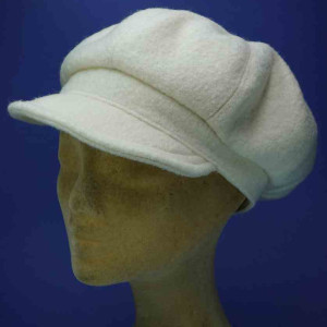 Casquette gavroche femme en laine doublure coton écru