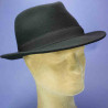 Chapeau feutre de laine fedora noir garniture gros grain coton : couleur - noir, Mixte - Homme et Femme, taille - 57cm