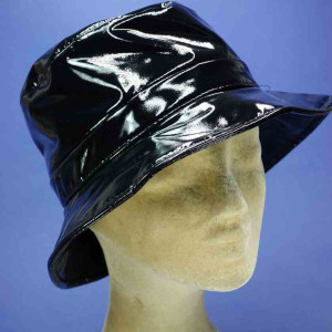 Chapeau réglable imperméable pvc noir pour femme