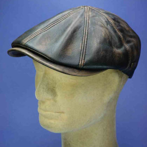 Casquette Irlandaise peaky blinder en cuir d'agneau marron