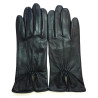 Gants en cuir d'agneau doublés soie julie femmes noir : couleur - noir, Tailles mains de femmes - 8,5