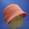 Chapeau cloche coton viscose terracotta d'été pour femme : couleur - terracotta, Taille Réglable - par lacet 55 à 57cm