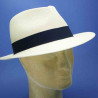 Panama chapeau fedora pour homme et femme :  garniture - marine, couleur - naturel, taille - XL ( 61cm )