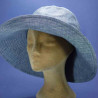 chapeau resserrable lin grand bord femme : couleur - bleue, Taille Réglable - par lacet de 54cm à 58cm
