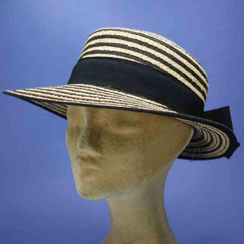 Casquette paille cousue raphia longue visière pour femme