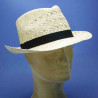 Chapeau fedora raphia tressé garniture noire :  garniture - noir, couleur - naturel, taille - 55cm