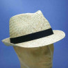 Chapeau en paille tressée trilby noir :  garniture - noir, couleur - naturel, taille - 55cm