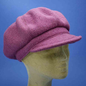 Casquette gavroche femme en laine doublure coton vieux rose