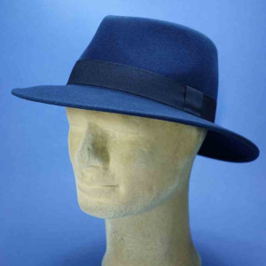 Chapeau feutre de laine traveler navy garniture gros grain