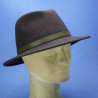 Chapeau feutre de laine traveler chocolat garniture cuir MTM : couleur - chocolat, Mixte - Homme et Femme, taille - 55cm