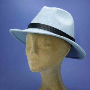 Chapeau feutre de laine bleu femme