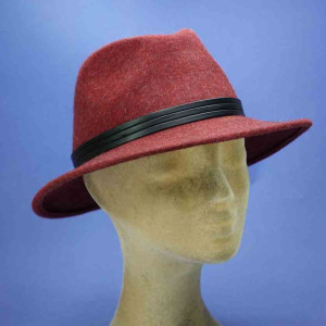 Chapeau feutre de laine bordeaux femme