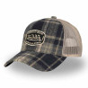 VON DUTCH casquette trucker baseball carreaux flannelle : couleur - beige, Taille Réglable - de 55 à 60cm