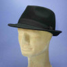 Chapeau feutre de laine trilby noir garniture coton :  garniture - noir, couleur - noir, taille - S.54.55cm