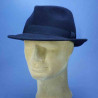 Chapeau feutre de laine trilby navy garniture coton : couleur - navy, taille - S.54.55cm