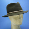 Chapeau haut de gamme GUERRA feutre poil de lapin loden :  garniture - cuir, couleur - loden, Mixte - Homme et Femme, taille - 57cm