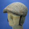 Casquette hiver avec protége oreilles et protége nuque harris tweed gottmann : couleur - chevrons marron, Mixte - Homme et Femme, taille - 59cm