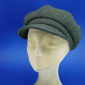 Casquette gavroche femme en laine vert olive doublure coton