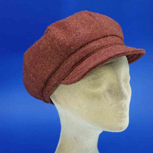 Casquette gavroche femme en laine brique doublure coton