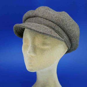 Casquette gavroche femme en laine taupe doublure coton