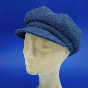 Casquette gavroche femme en laine jean doublure coton