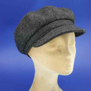 Casquette gavroche femme en laine anthracite doublure coton