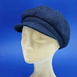 Casquette gavroche femme en laine navy doublure coton