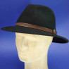 Chapeau feutre de laine traveler noir garniture cuir FLECHET :  garniture - cuir marron, couleur - noir, Mixte - Homme et Femme, taille - 57cm