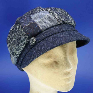 Casquette gavroche femme en laine patch bleu