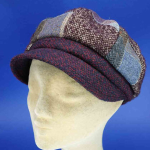 Casquette gavroche femme en laine patch bordeaux