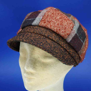 Casquette gavroche femme en laine patch cognac