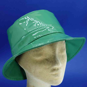 Chapeau réglable imperméable pvc vert pour femme