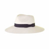 Chapeau anti UV fedora  femme roulable ivoire : couleur - ivoire-noir, Taille Réglable - par lacet de 54cm à 58cm