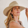 Chapeau anti UV fedora  femme roulable naturel : couleur - naturel , Taille Réglable - par lacet de 54cm à 58cm