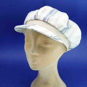Gavroche lin beige à rayures pour femme
