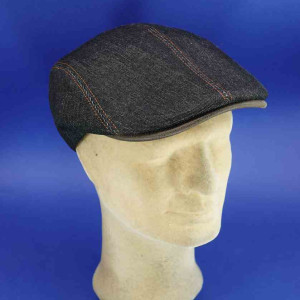 Casquette plate coton jean noir été homme