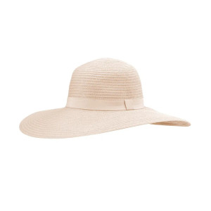 Capeline anti UV femme tres grand bord rosie beige