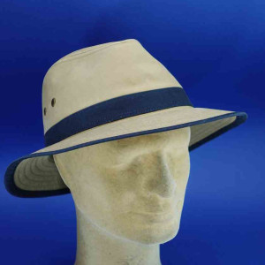 chapeau auckland UPF +50 en coton navy beige homme et femme