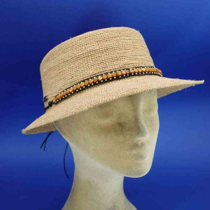 casquette longue visière paille raphia crochet femme
