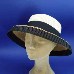 capeline chic cloche noir et beige femme