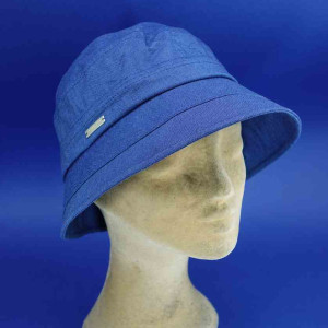 Chapeau cloche coton roulable d'été marine femme