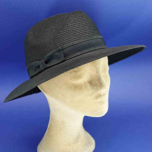 Chapeau traveller femme chic fibres naturelles noir