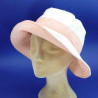 Chapeau de plage coton grand bord abricot : couleur - poudré, Taille Réglable - par lacet de 54cm à 59cm