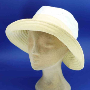Chapeau de plage coton grand bord jaune