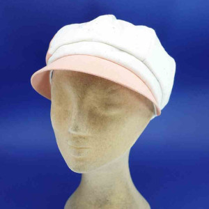 Casquette gavroche en coton fantaisie été femme abricot