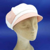 Casquette gavroche en coton fantaisie été femme abricot : couleur - poudré, taille - élastiqué de 54 cm à 59 cm