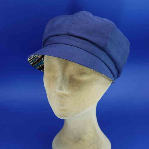 Gavroche réversible en coton et lin marine femme