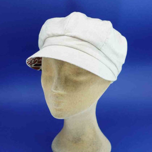 Gavroche réversible en coton et lin beige femme