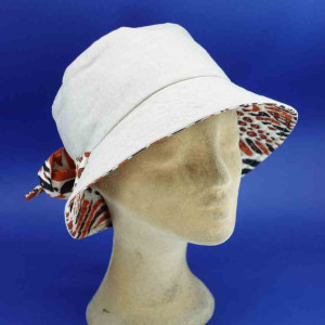 Bob réversible en coton beige femme