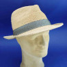 chapeau fedora chic raphia crochet femme et homme :  garniture - gris, couleur - naturel , taille - 57cm